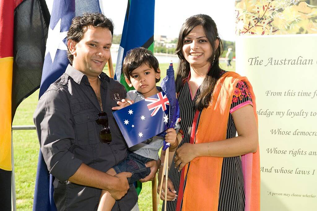 Indian family at an Australian citizenship ceremony