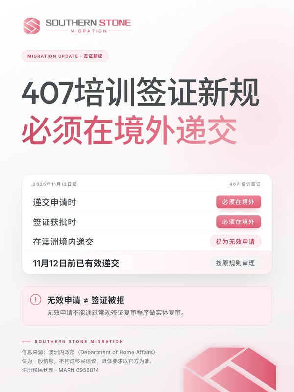 407培训签证新规:必须在境外递交